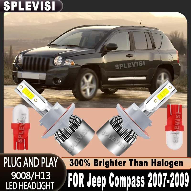 

9008/H13 6000K White 45W 4500LM Bright 360° Beam Pattern Comes with Free T10 Bulbs LED HEADLIGHT For Jeep Compass 2007 2008 2009