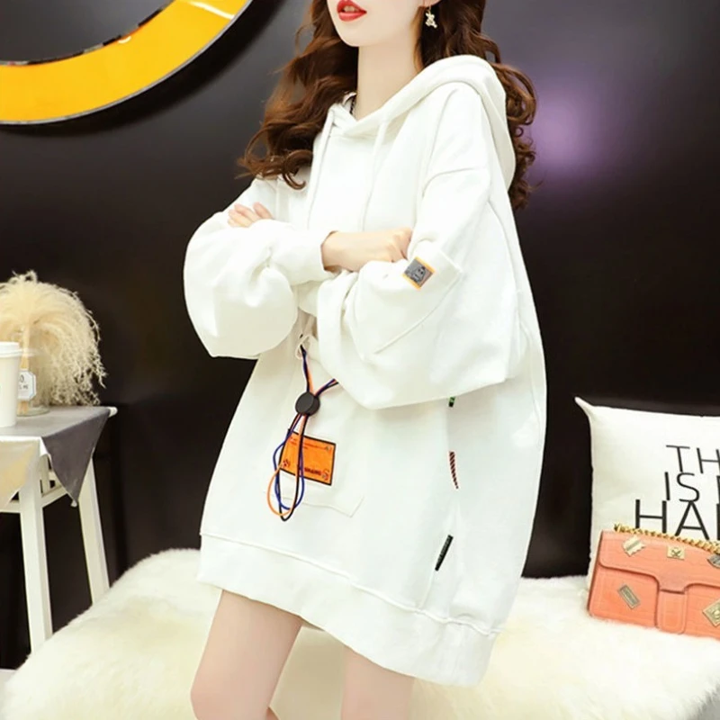 Black Autumn And Winter Female Hooded Top Y2k Style Matching Essential Vintage 90s Cold Warm Women's Hoodies Sweatshirts Thick