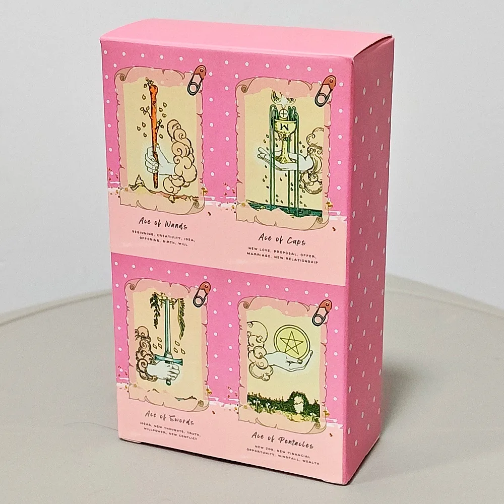 PinkWaite Tarot The Dreamy Pink Collage Tarot Deck 12*7cm 78  Aesthetic Kawaii Tarot Cards with Meanings, Double-embossed