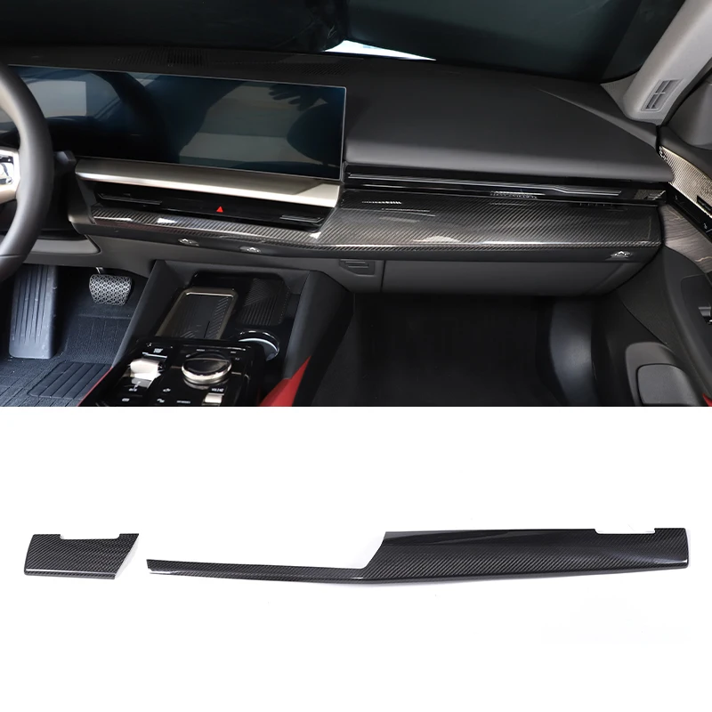 Real Carbon Fiber Car Centre Console Dashboard Panel Cover Trim Sticker For BMW 5 Series G60 2024+ Interior Accessories