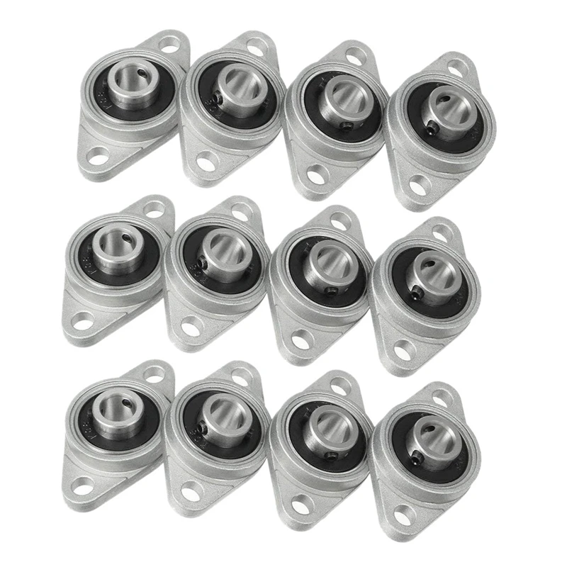 12Pcs Kfl08 Pillow Block Bearing 8Mm Bore Diameter Zinc Alloy Rhombic Flange Bearing For Cnc