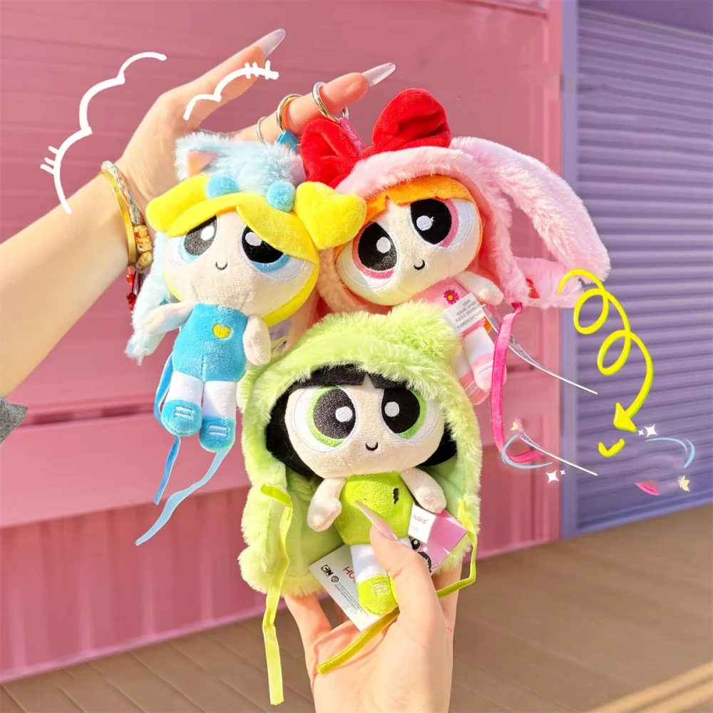 Genuine Powerpuff-Girls Plush Cape Doll Kawayii Blossom Bubbles Buttercup Cartoon Backpack Decorative Dolls Toys Christmas Gifts - view 6