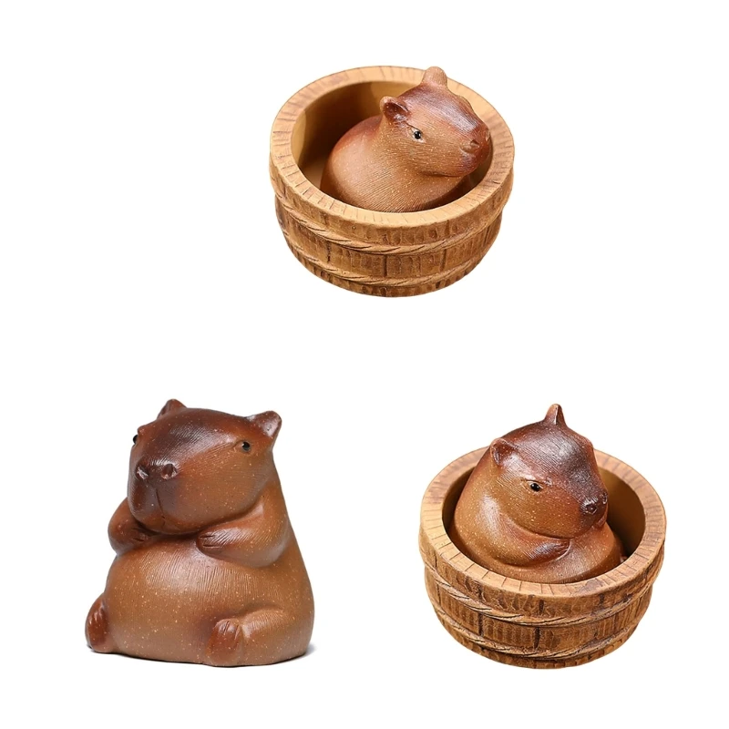 Capybara Tea Pet Clay Tea Crafts Capybara Figure Decorations Unique Clay Capybara Pet for Enthusiasts