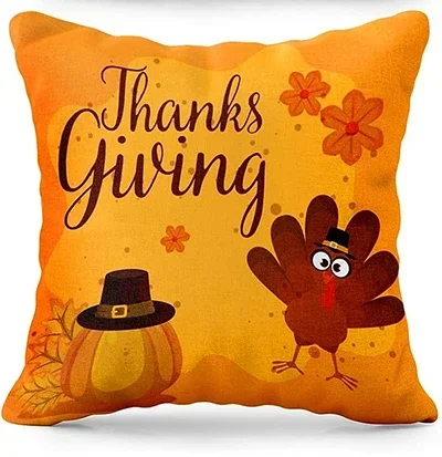 Thanksgiving Turkey Pillowcase Home Decorations Linen Square Cushion Cover 45 X45 40x40cm Pillow Case