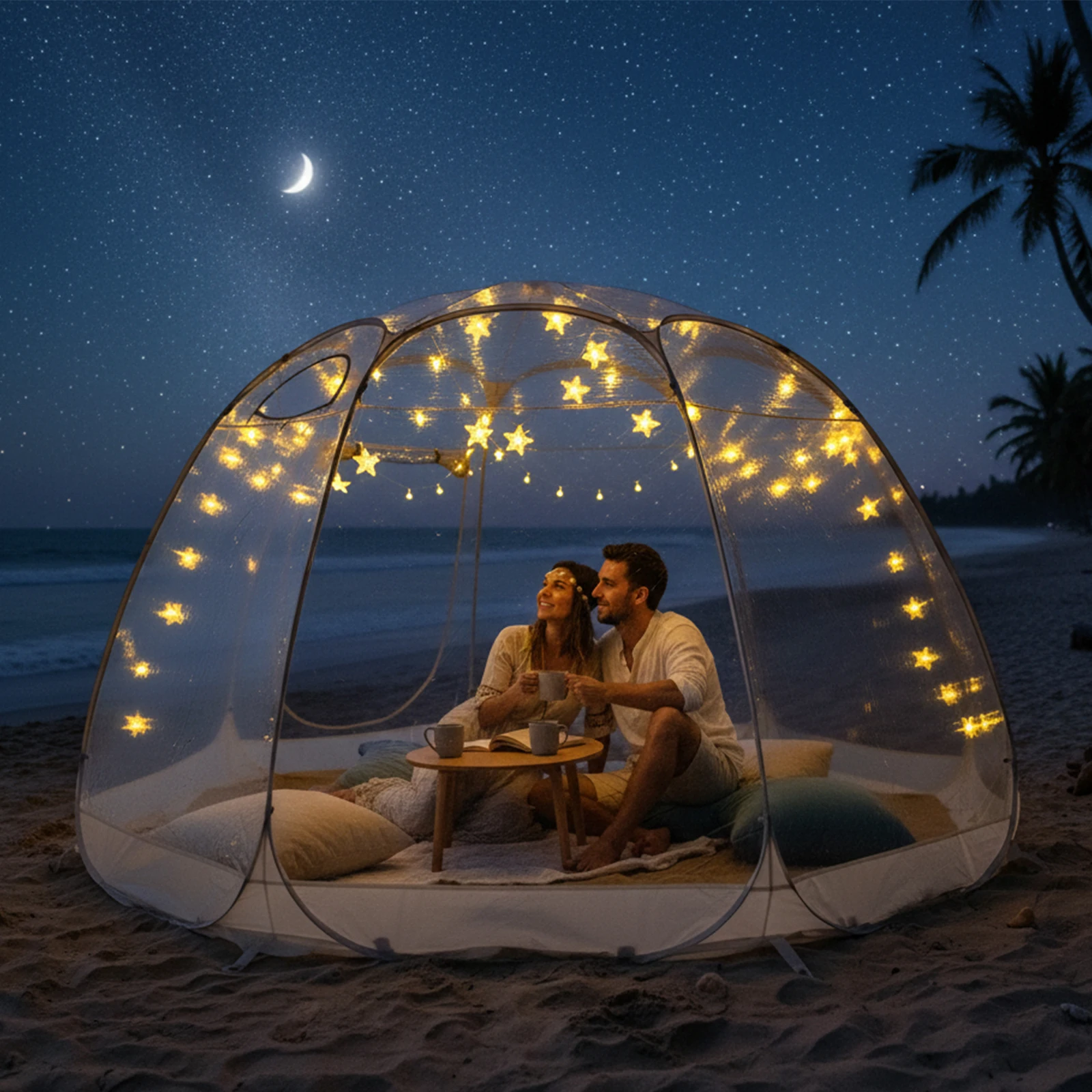 

Быстросборный кемпинговый шатер-пузырь из ПВХ, ветрозащитный, морозостойкий, с гирляндами для ночного освещения, уличное укрытие для кемпинга