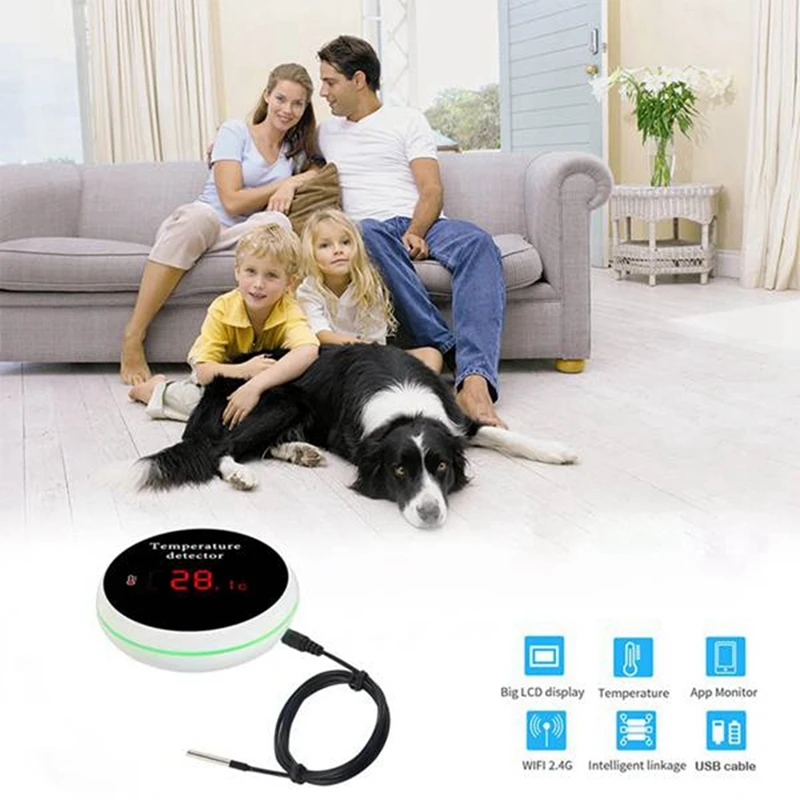 Wifi Thermometer With 1M Probe Digital LCD Display Temperature Controller APP Push Notifications