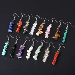 Natural Stone Earrings 7 Chakra Long Fringed Statement Drop Earrings For Women Round Beads Reiki Healing Jewelry Party Gift