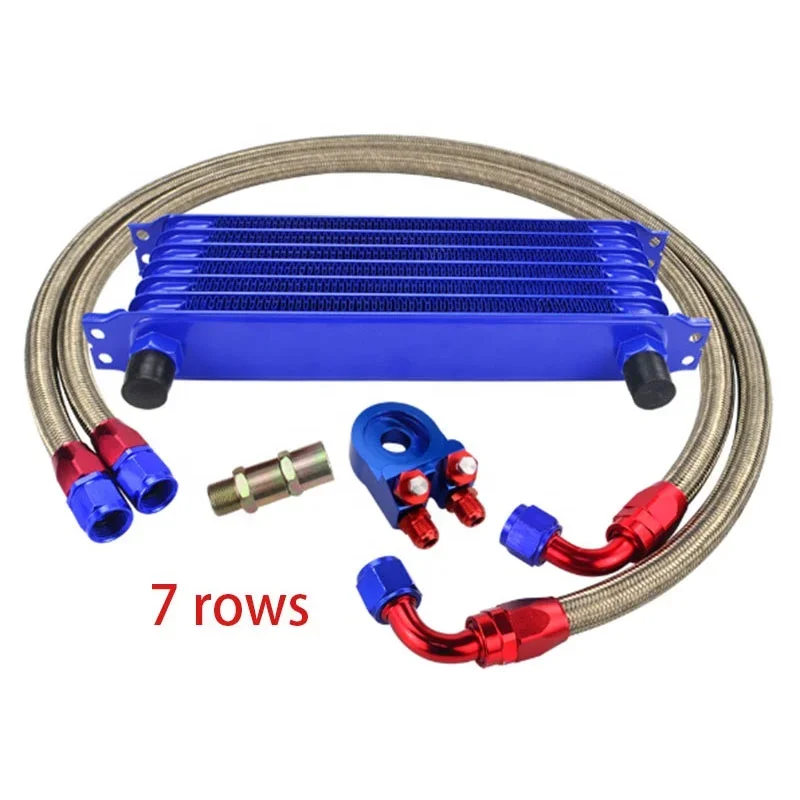

Universal 7 Row Rows AN10 Aluminum Japan Car Oil Cooler 1 / 1.2 m Oil Hoses Racing Engine Transmission Radiator Oil Cooler Kit