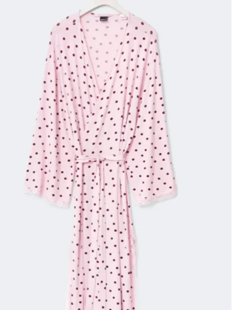 Casual Three-piece Pajama Set Women Fashion Pink Dot-print Sling Top Pants Sleeping Gown 2026 New Lady Chic Daily Home Outfits