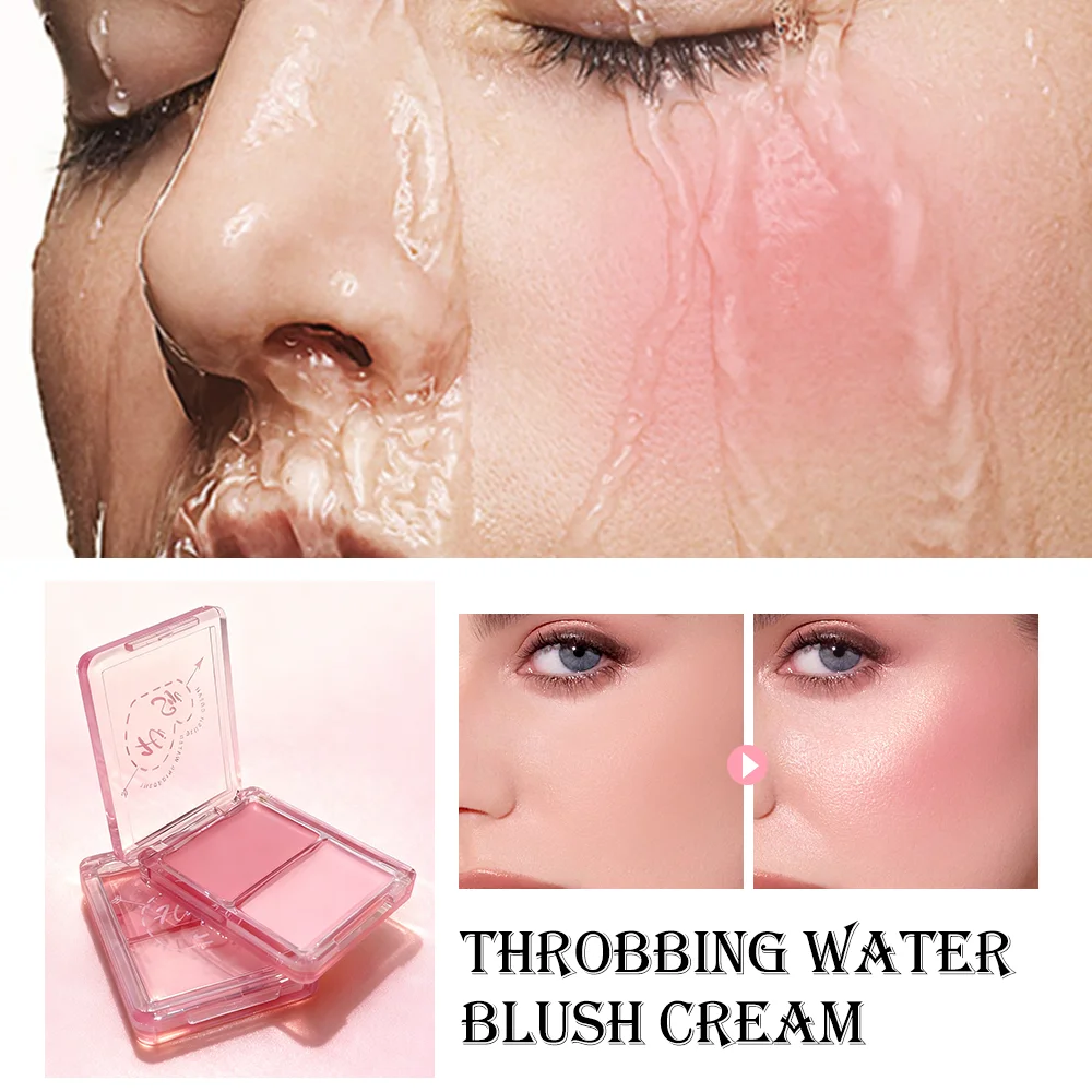 Two-Tone Dewy Blush Palette — Glow & Matte Duo, Easy Blend, Long-Wear Waterproof for Winter & Xmas Makeup