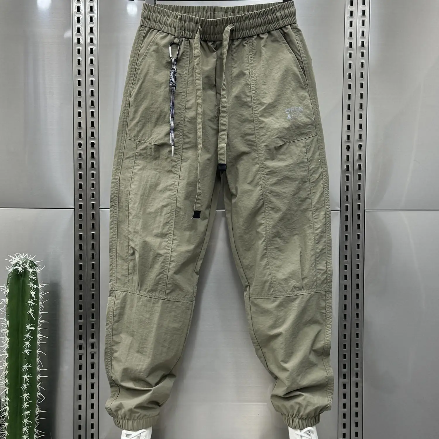 Summer Letter Quick-drying Casual Pants Trendy Loose Thin Nine-point 2025 New Ice Silk Sports Harem Trousers