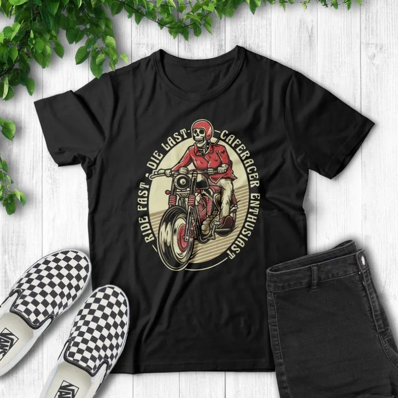 

00013269#A-Vintage Cafe Racer T-Shirt, Motorcycle Graphic Tees