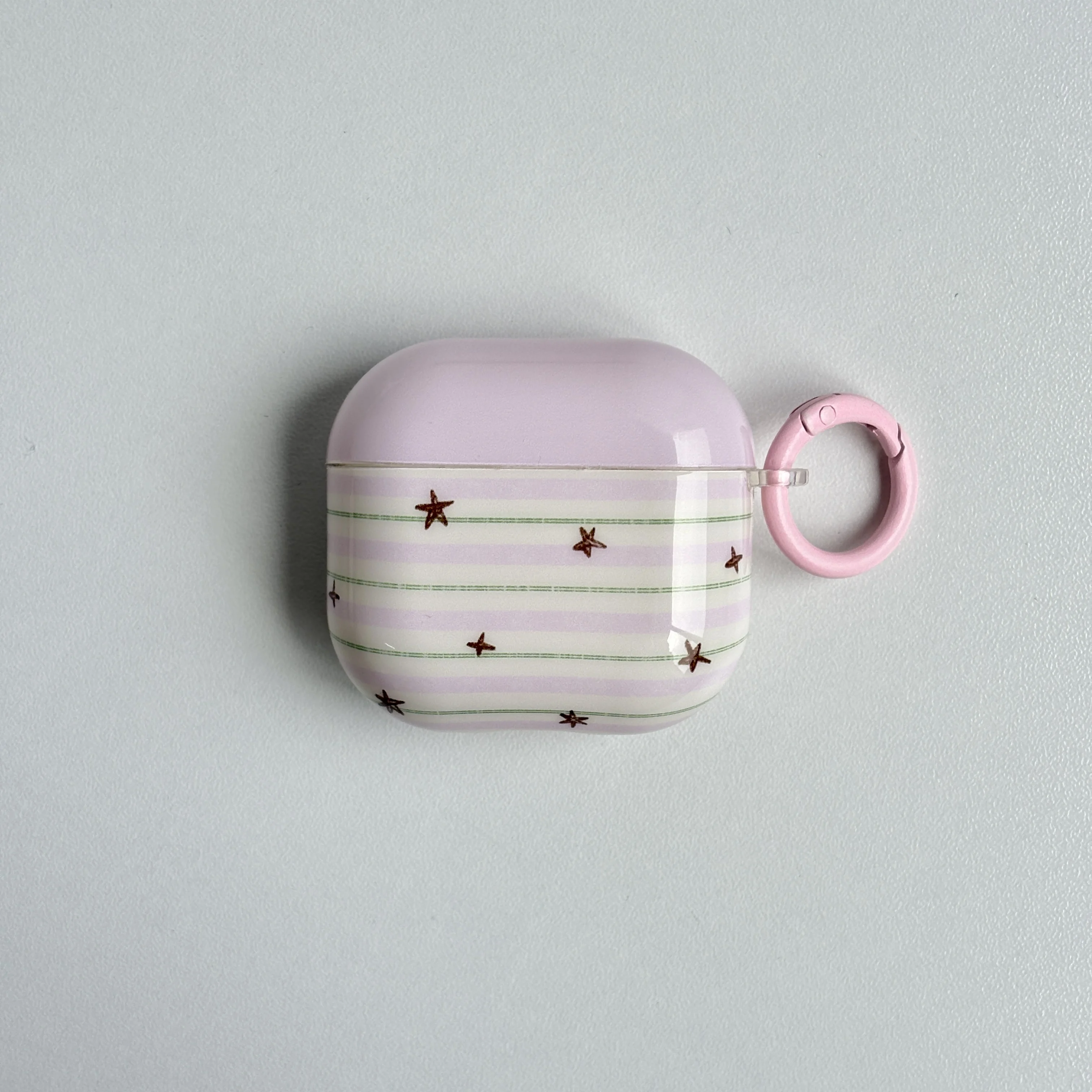 Light Purple Green Stripes Sketch Star Pattern Glossy Surface Shockproof Protective Cover Case For AirPods 1 2 3 4 5 Pro 2 Pro 3 - view 5