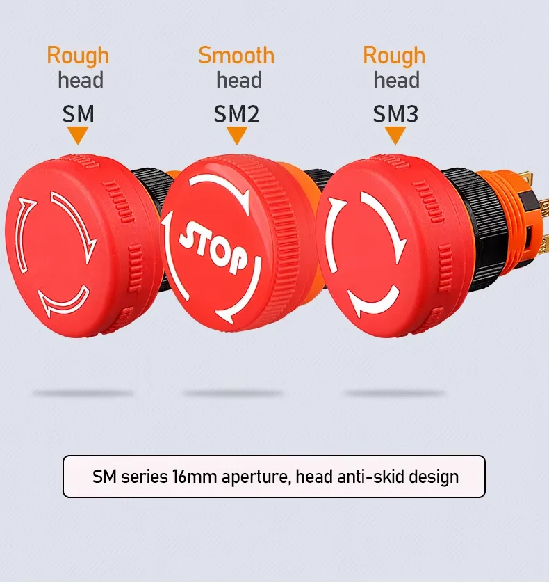 LANBOO 16mm mushroom stop button plastic material 6Amp  Emergency stop switch red head 1NO1NC
