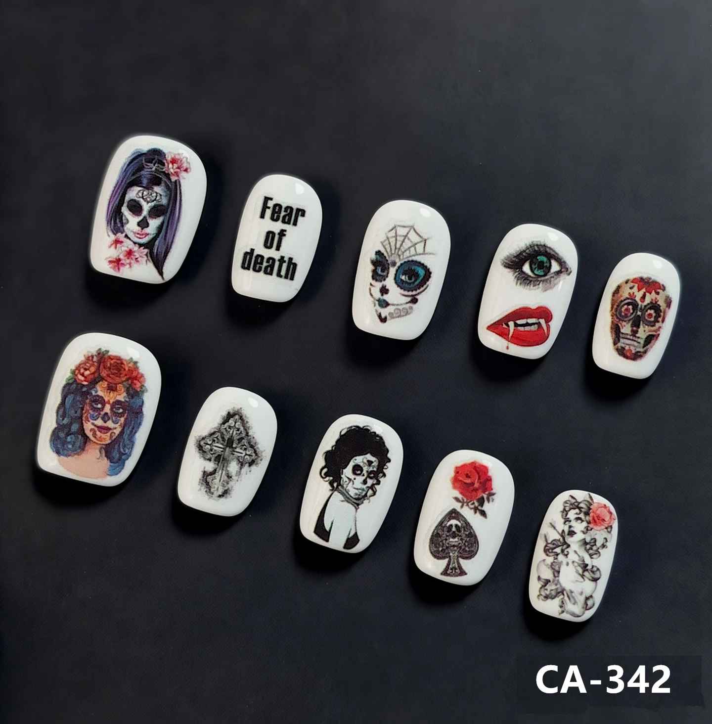 Newest  CA-342-343-345 Halloween series 3D Back Glue Self Adhesive Decoration Sliders DIY Nail Art Sticker