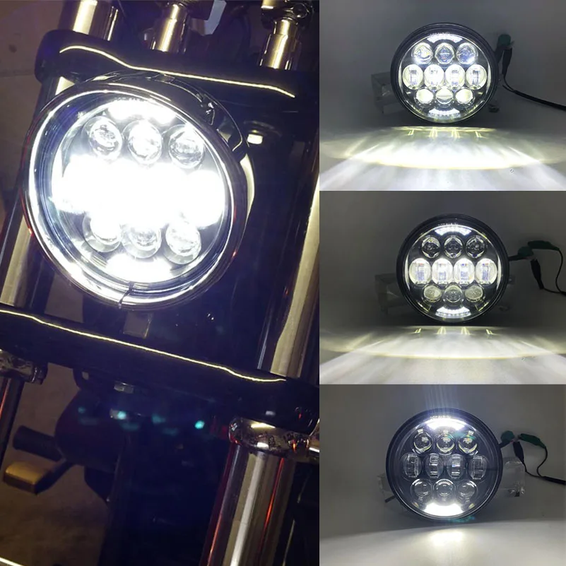 5.75 inch Led headlight halo Ring white DRL Angel eye For Dyna Sportster Softail 5 3/4\