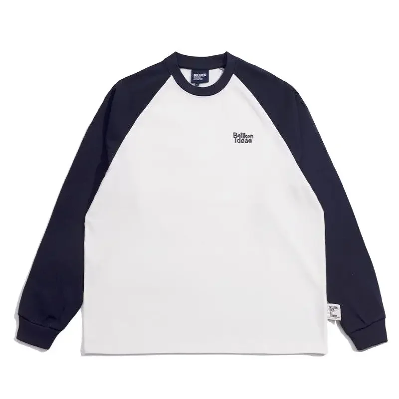 LIBIELIY موضة س الرقبة تقسم رسالة مطبوعة تي شيرت غير رسمي ملابس للرجال 2025 ربيع جديد فضفاض الكورية القمم كل مباراة المحملة Sh #6