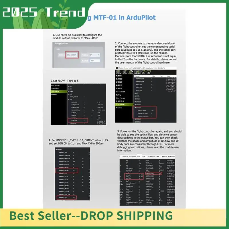 وحدة الاستشعار الضوئية MTF 01 PMW3901 مستشعر التدفق البصري الطائرات بدون طيار لتحديد المواقع 8 متر تتراوح بالليزر متكاملة