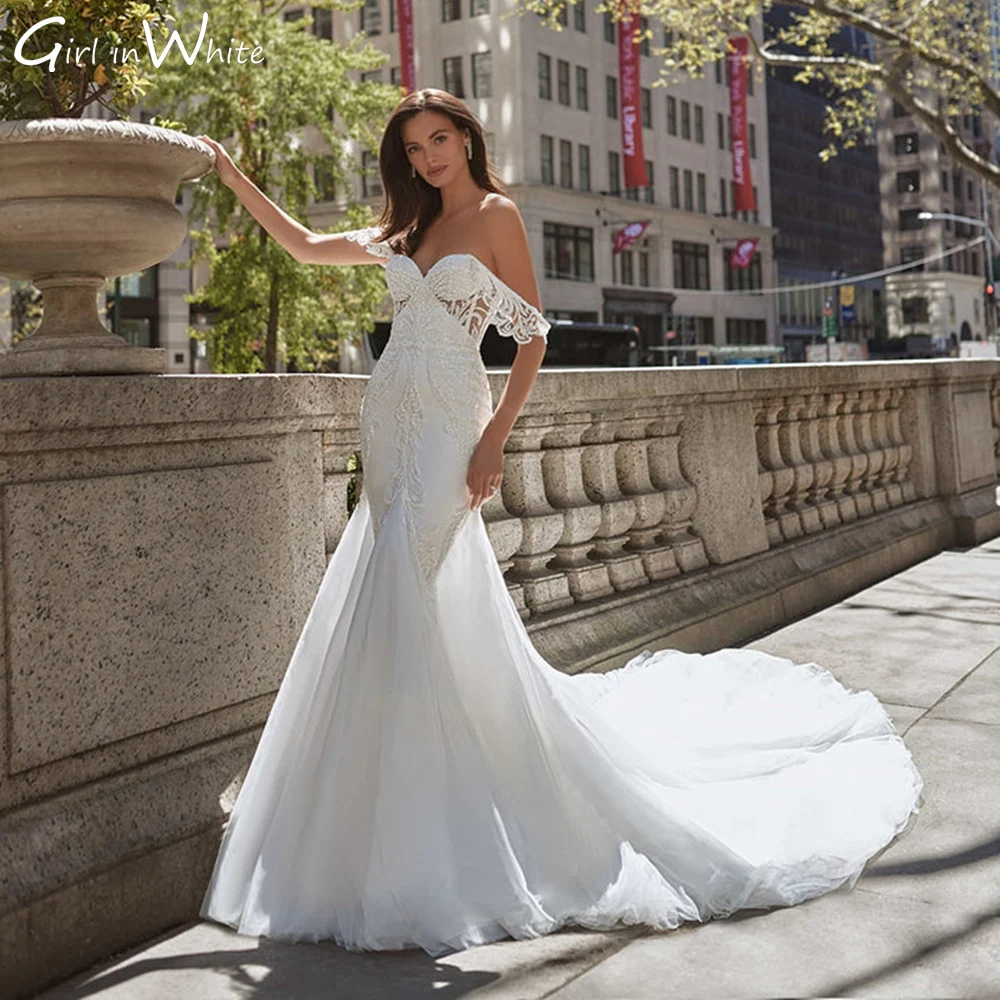 Abito da sposa classico a sirena con spalle scoperte Sweetheart Court Train abiti da sposa romantici robe de mariée vestidos de novia