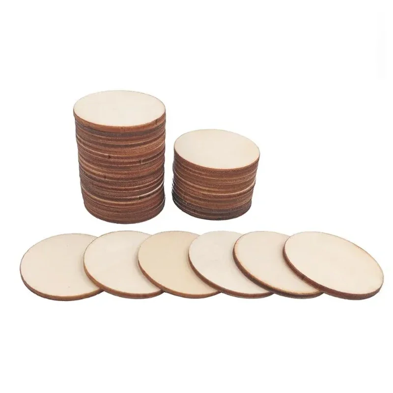 25pcs 5cm Unfinished Round Disc Cutouts, Blank Round Wood Circles for DIY Crafts, Painting, Staining, Coasters Making