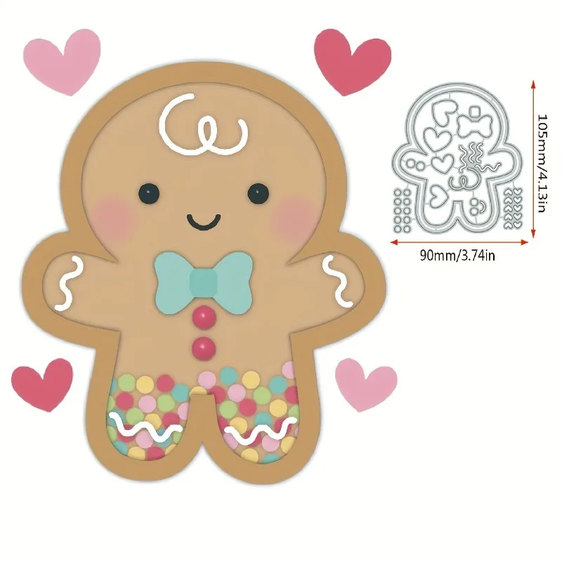 2024 New Christmas Gingerbread Man Coffee Cup Metal Cutting Dies for Scrapbooking Handmade Stencil New DIY Card Make Model Craft