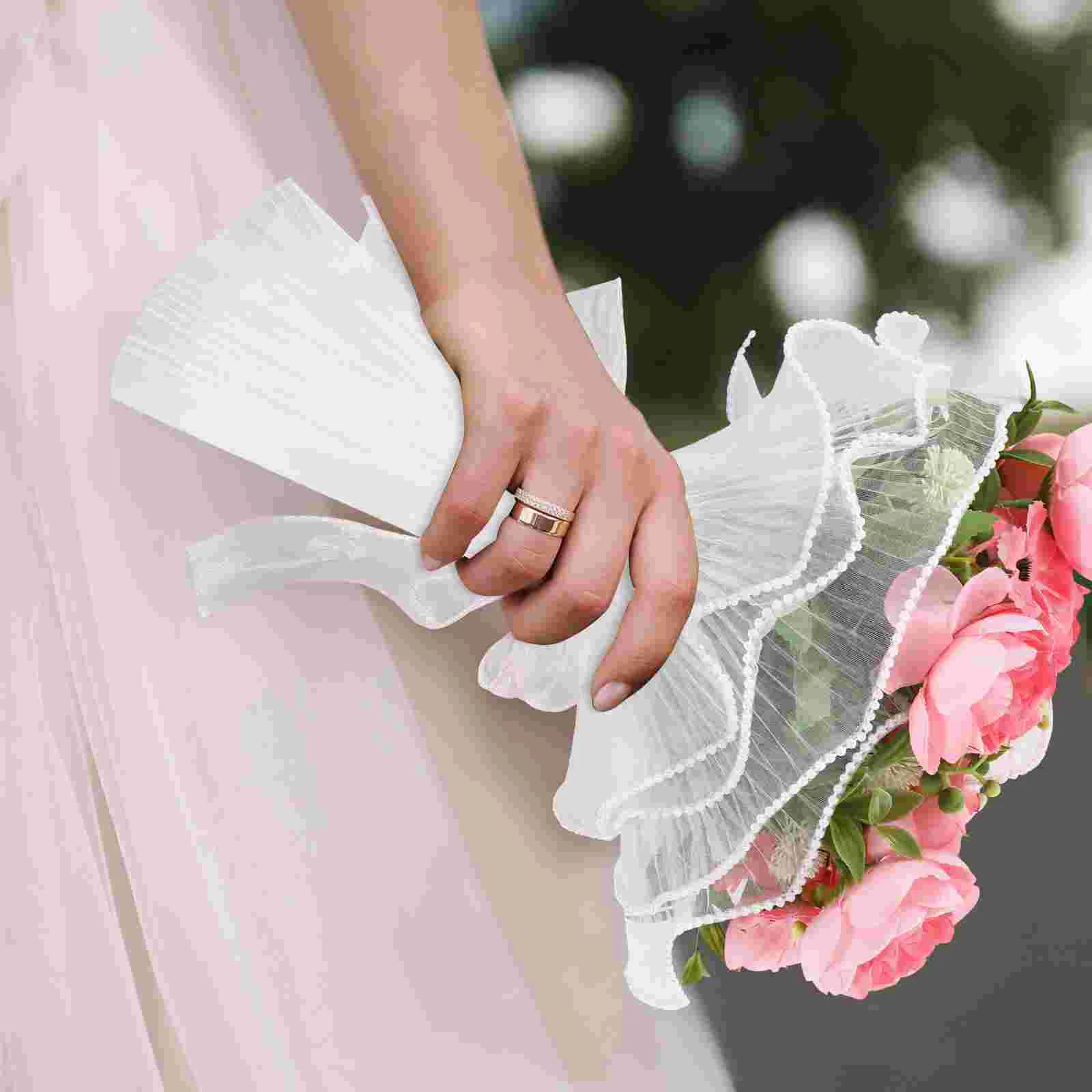 Papel de regalo floral de hilo de perlas para ramos, suministros de floristería, malla de gasa