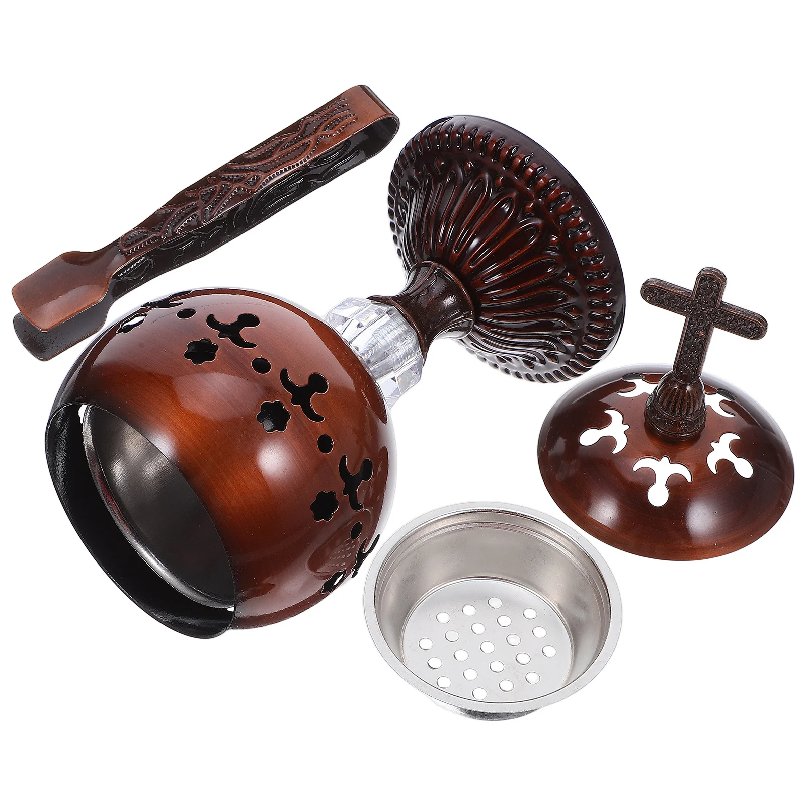 

1 Set Metal Incense Burner Vintage Charcoal Censer With Tongs Ash Catcher For Home Church Decor Aromatherapy Meditation Yoga