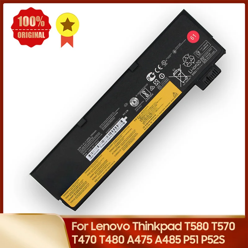 

Сменный аккумулятор для Lenovo Thinkpad T580 T570 T470 T480 A475 A485 P51 P52S 61 + SB10K97581 24 Втч 48 Втч