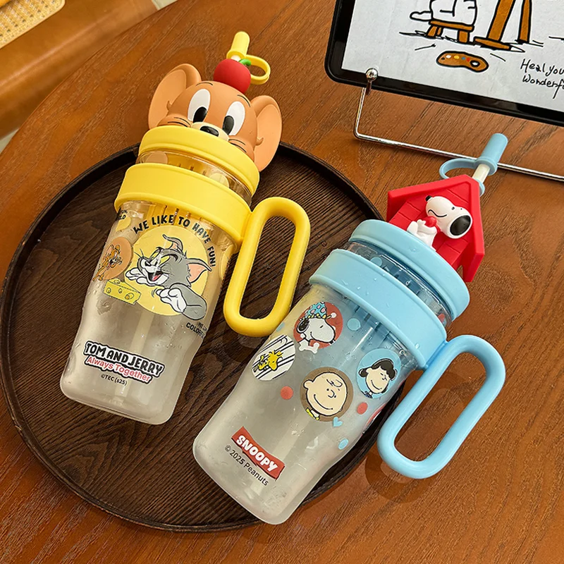 

100Ml Kawaii Tom Jerry Summer Straw Cup Large-Capacity Student Outdoor Sports Fitness Water Couple Supplies Holiday Gifts