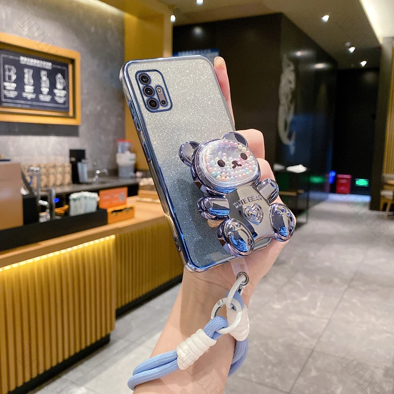 جراب هاتف بسوار معصم من Gilitter Bear ، غطاء حامل لموتورولا موتو E6S ، E7 Plus ، Power ، E13 ، E20 ، E22 ، E32 ، E 7 ، 13 ، E 20 ، E 22 ، 22