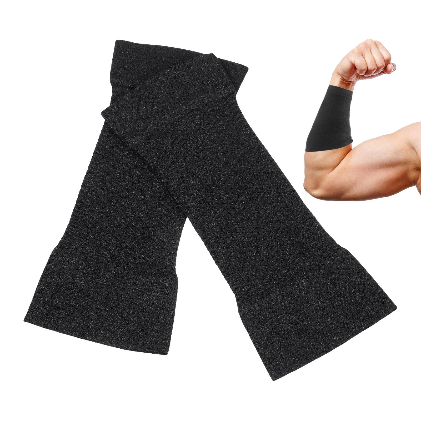 

1pcs 1 Pair Black Elastic Compression Arm Sleeves Slimming Shaping Support Improved Circulation Workout Recovery Health Care Arm