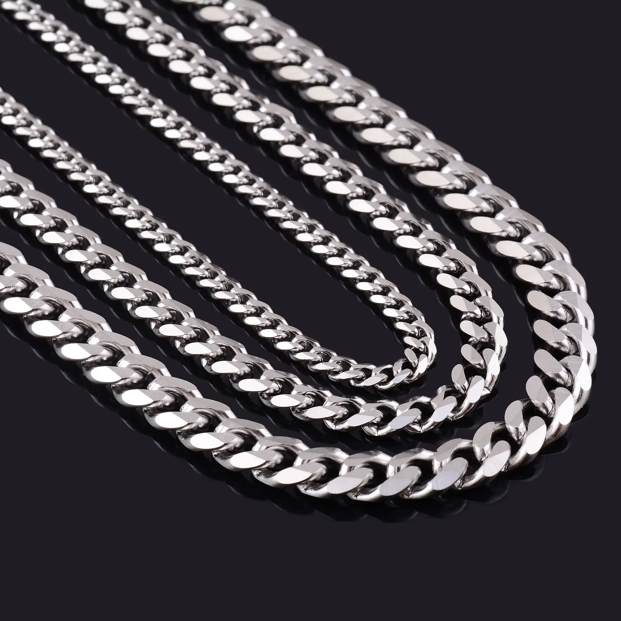 Collier cubain en acier inoxydable pour hommes, ne se décolore jamais, étanche, chaîne à maillons, bijoux cadeaux, 3.5mm-11mm