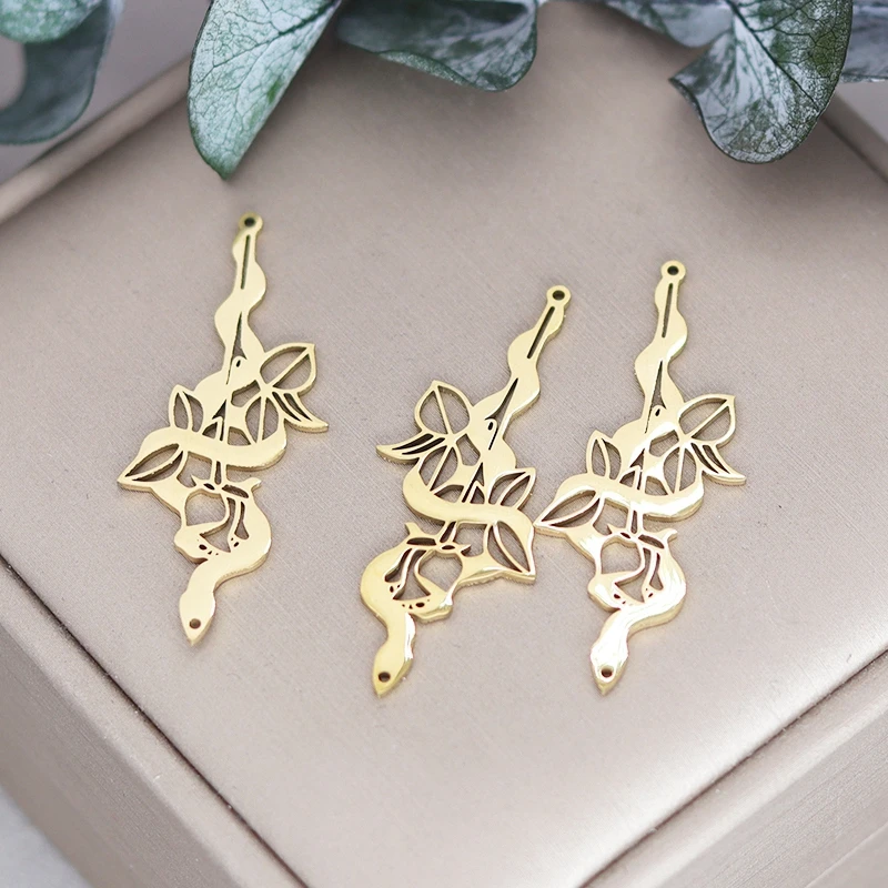 3pcs Stainless Steel Snake Charms Pendant For Jewelry DIY Making Bracelet Necklace Earrings Keychain Bag Clothing Charms image 4