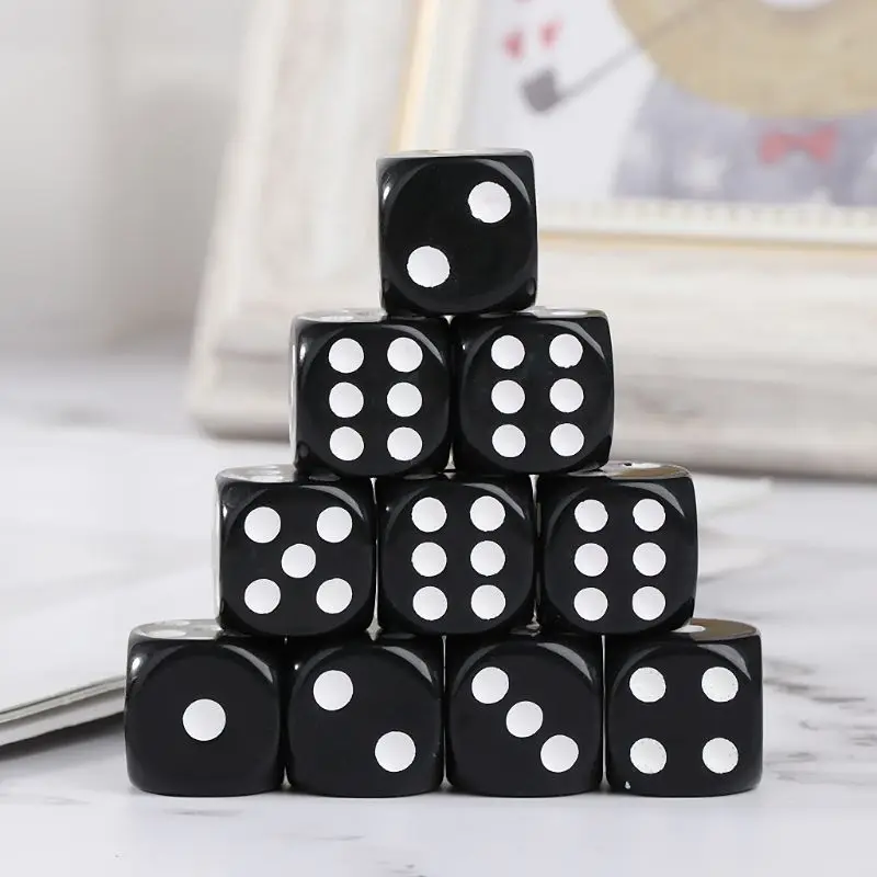 10Pcs/lot 6 Sided DIY Board Games Printing Engraving Kid Educational Toys Digital Number Acrylic Dice For Party Drop Shipping