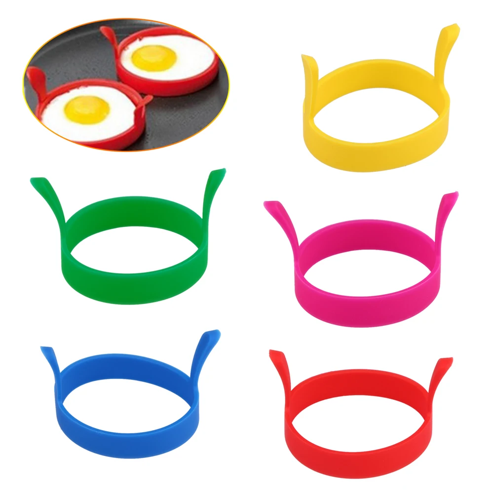 Silicone Frier Pancake Nonstick Round Shaped Eggs Mould Heat Multi-function Portable Creative for Baking Frying