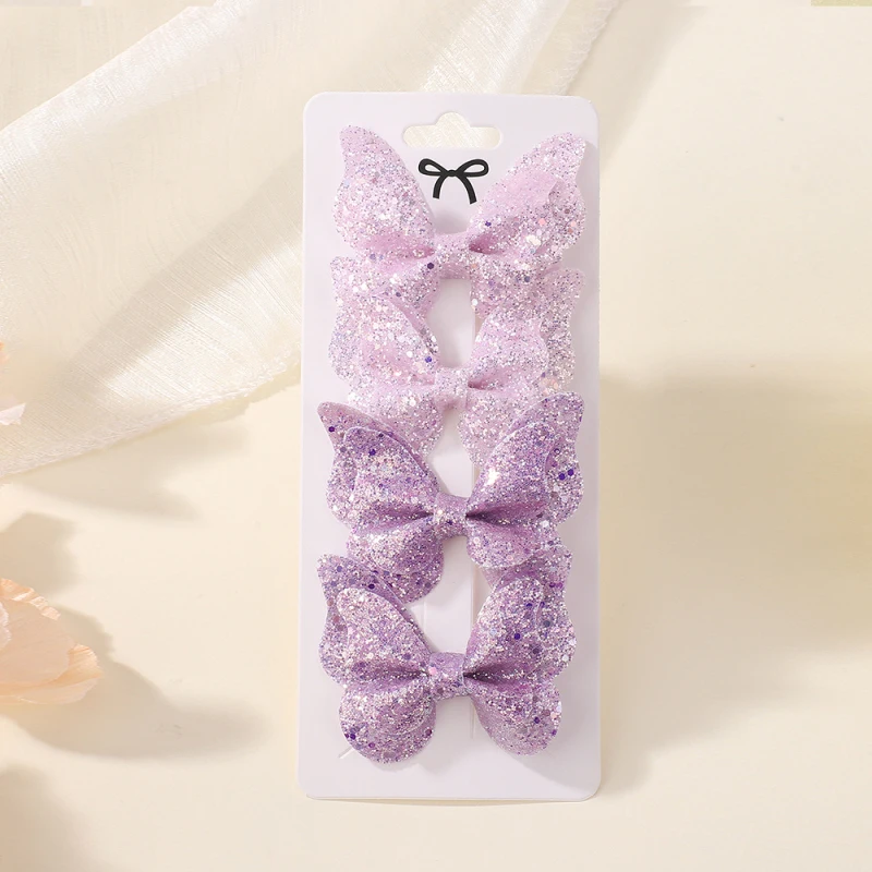 4Pcs Women Girl Glitter Butterfly Hair Clip for Children Sequins Bow Hairpins Cute Headwear Trendy Hairgrip Hair Accessories