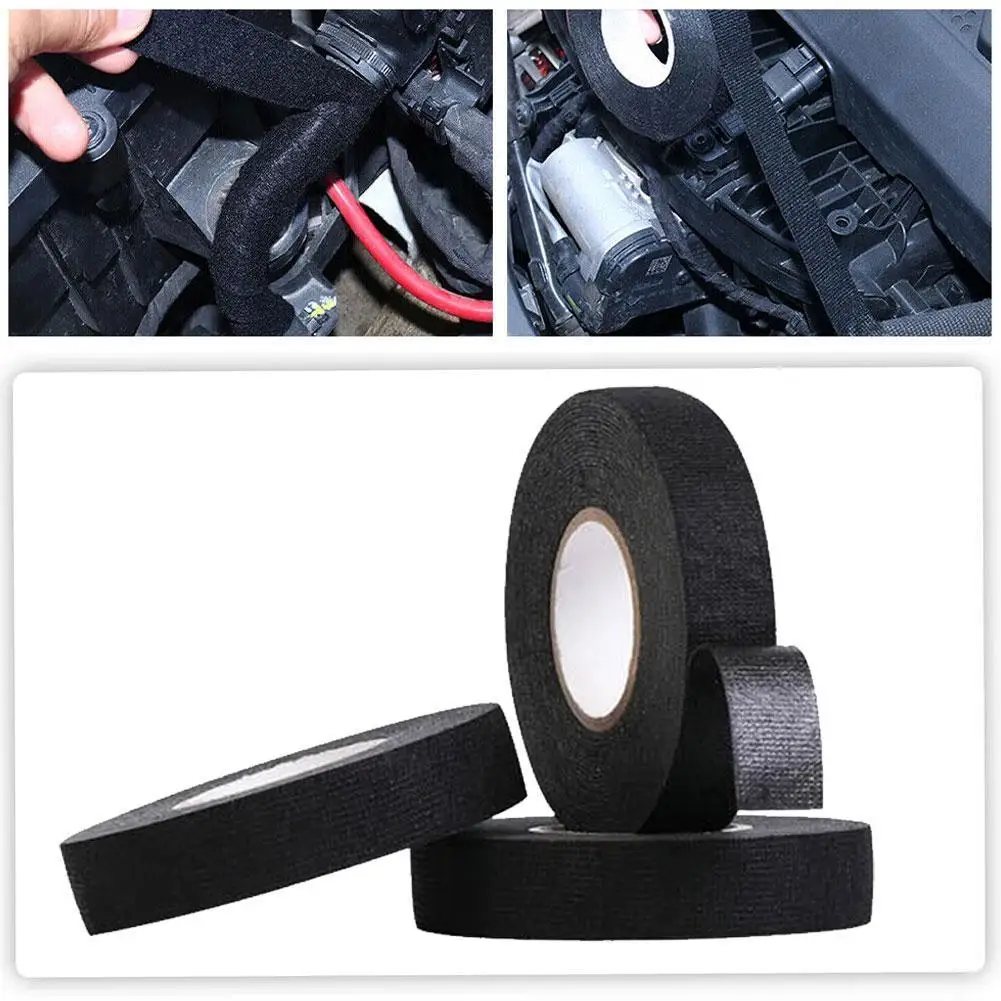 15 Meter Electrical Tape Heat Resistant Harness Tape Waterproof Noise Resistance Tape Fabric Tape Insulation Adhesives Clot K2P6