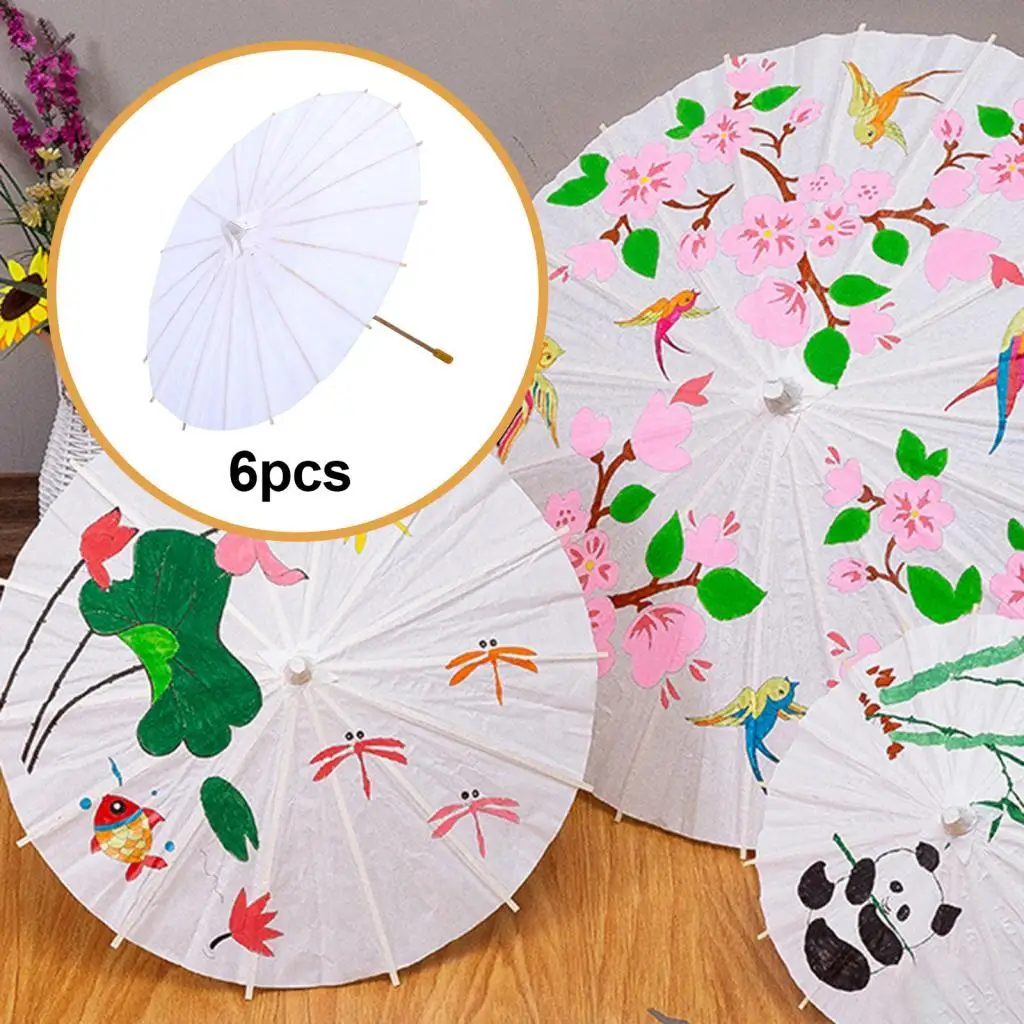 6 peças diy pintura oleada guarda-chuvas em branco pequeno guarda-chuvas de papel decorativo guarda-sóis japoneses chineses para decoração foto prop