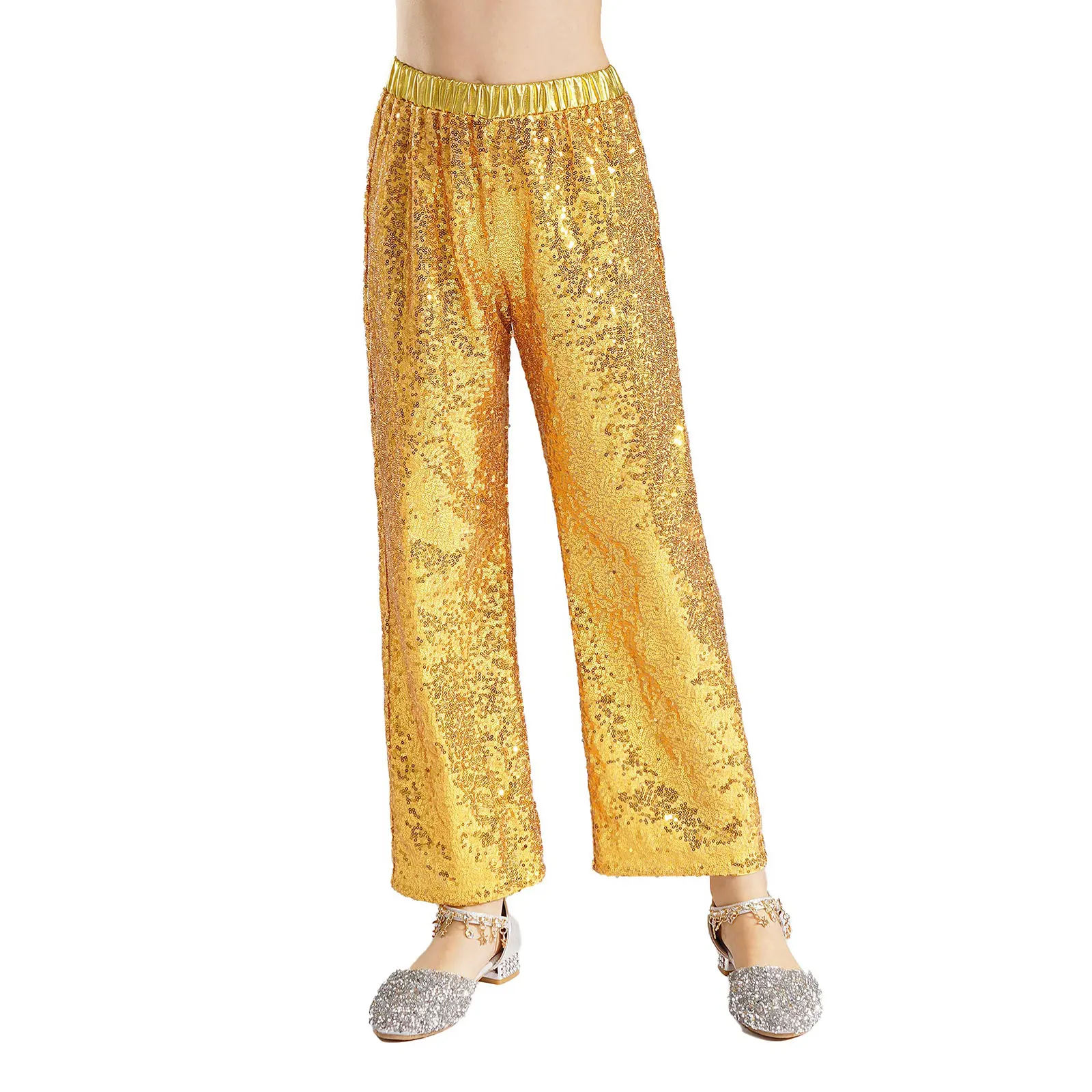 Kids Girls Hip Hop Jazz Disco Party Costume Bottoms Trousers Street Jazz Dance Ballet Pants School Bottoms Sequin Sweatpants