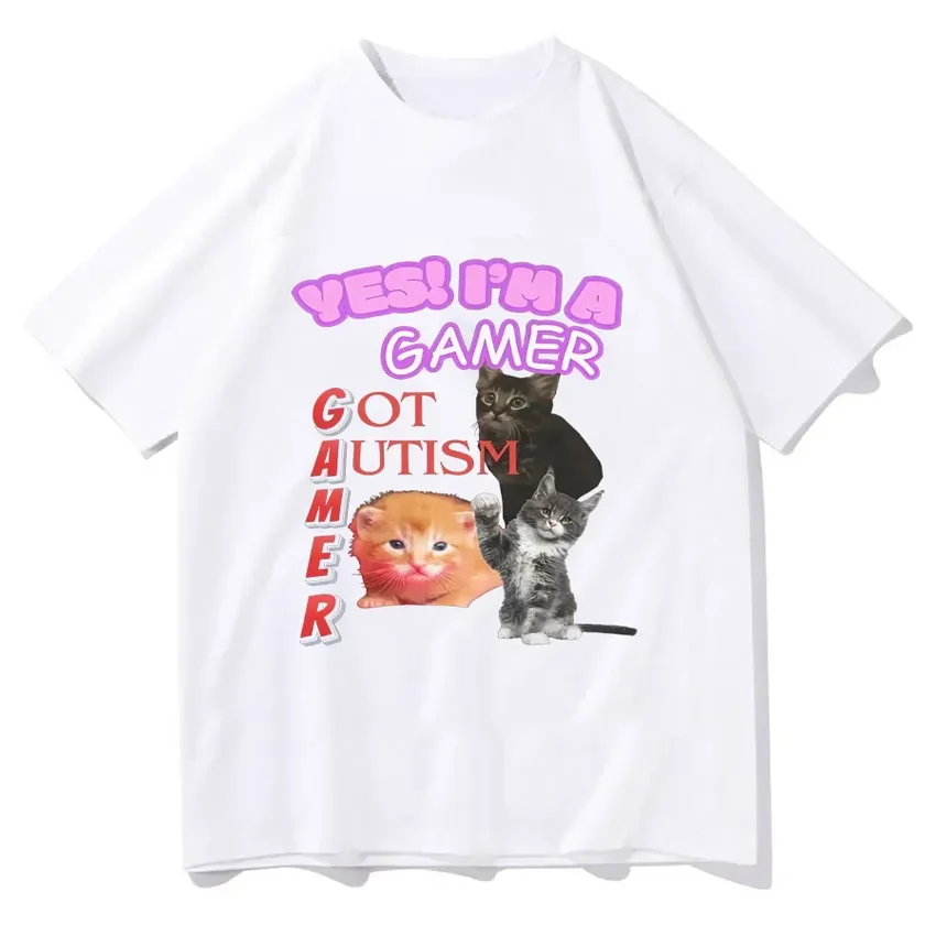 Yes Funny Cat Tee I Am Autistic Gamer Women's Hip Hop T-shirt Casual Graphic Clothes Summer Clearance Sales for Woman Clothing