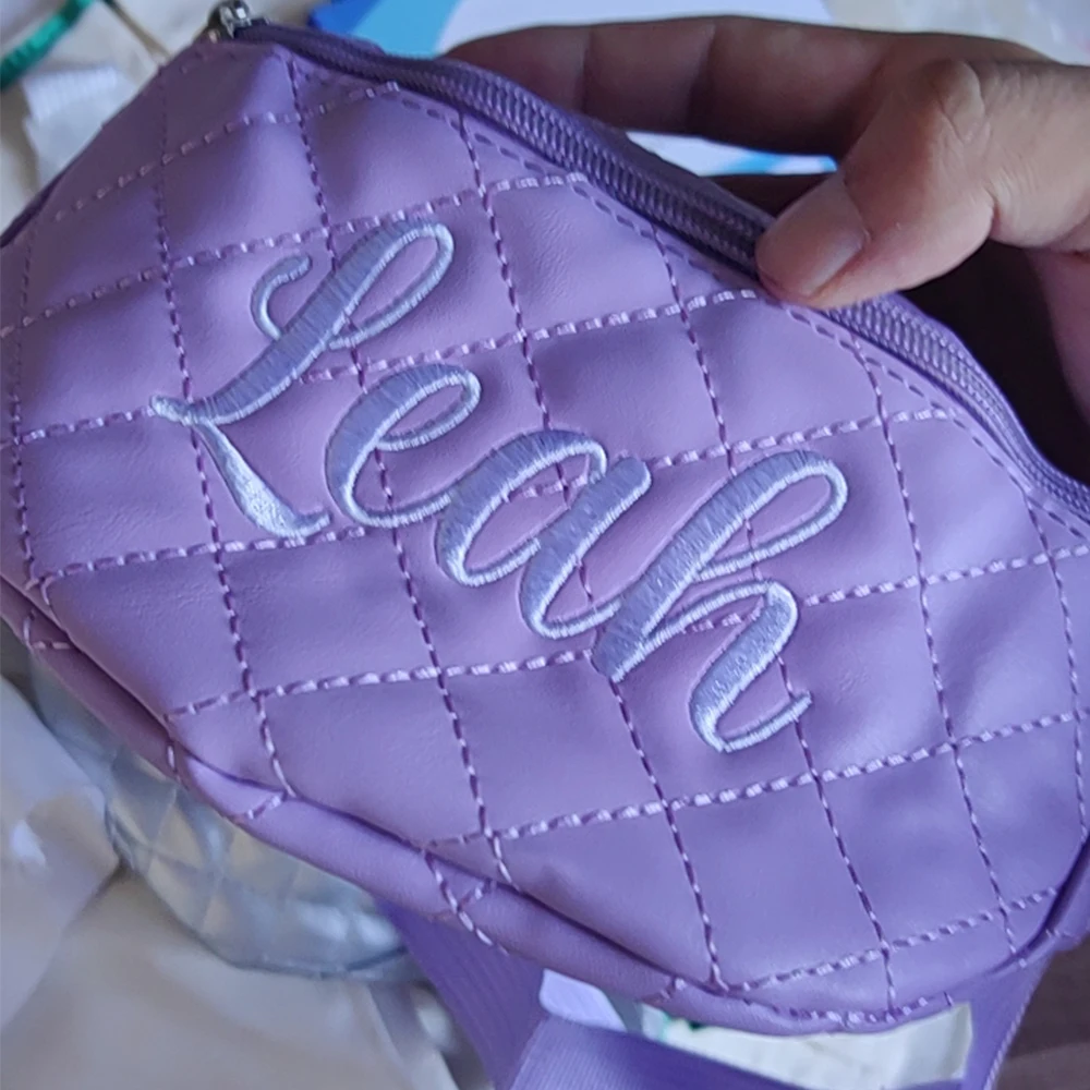 Bolso con bordado de monograma para mujer y niño, cartera con nombres personalizados, regalo artesanal, imagen personalizada