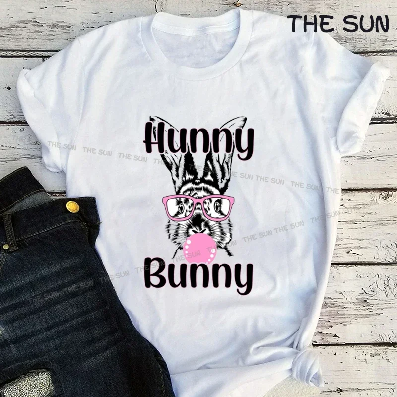 Funny Bunny  Printing Shirt Harajuku Casual T-Shirt Street Fashion Short Sleeve Clothing Streetwear Men's Hip Hop Cotton