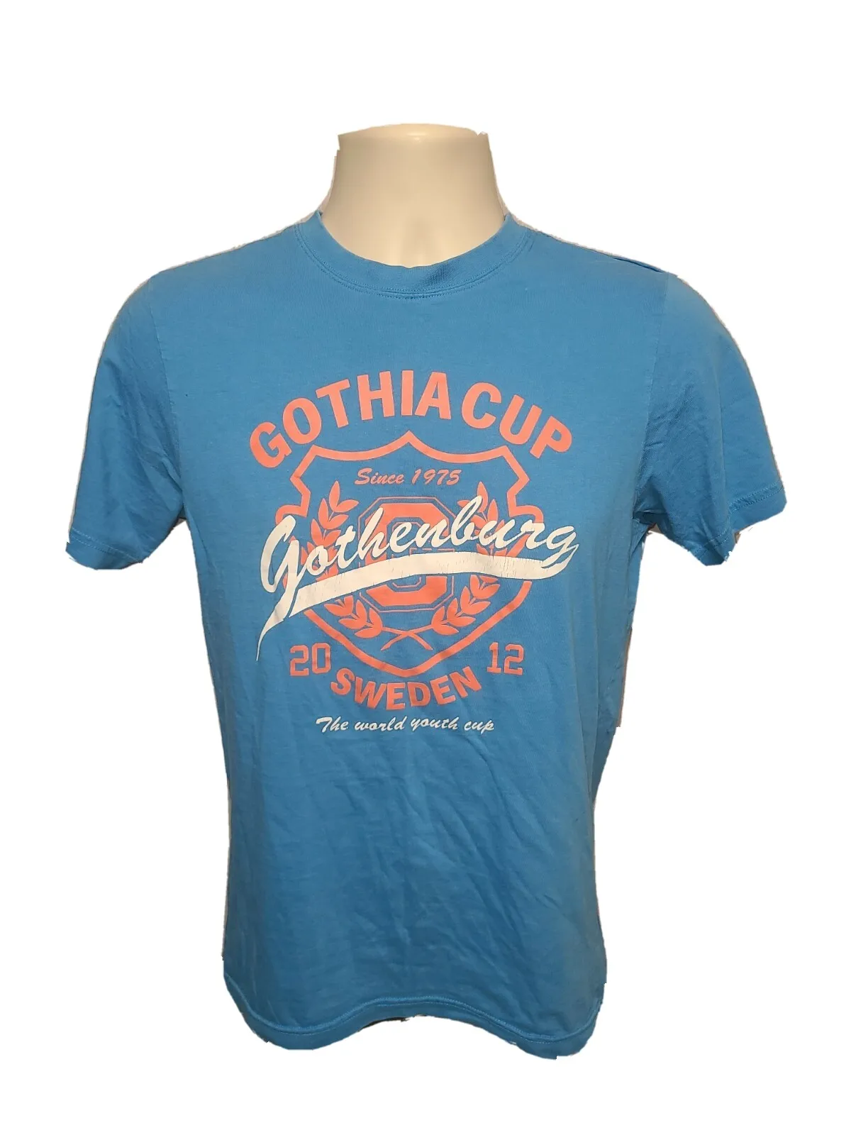 Camiseta azul pequeña para adultos de la Copa Juvenil del Mundo de Gothia de Suecia 2012, Gothenburg