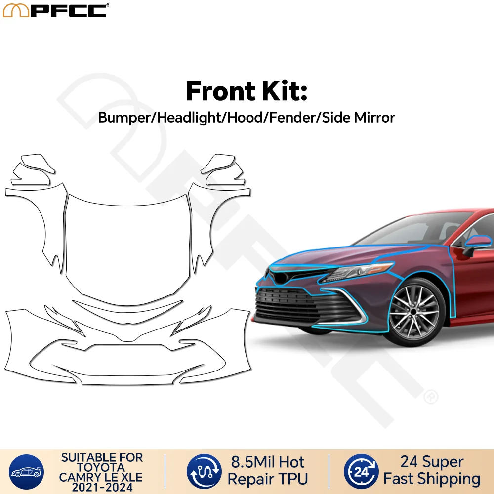 

Для Toyota Camry LE XLE 2021-2024: Прозрачная защитная пленка из ТПУ/ППФ, предварительно вырезанная, самоклеящаяся, антицарапийная, для экстерьера автомобиля
