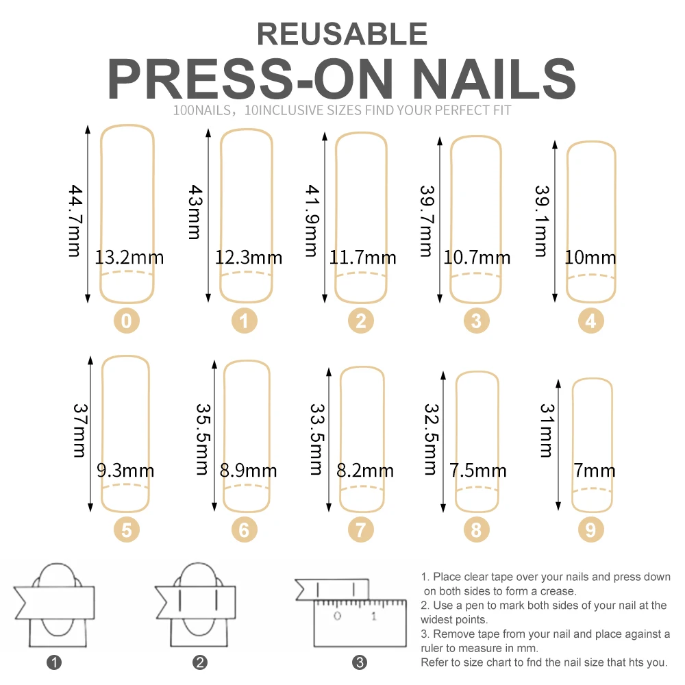 100 Teile/schachtel Gebogene Bogen Halbe Abdeckung Nail art Acryl Künstliche Falsche Nagel 10 Größen Drücken Sie auf Sarg Nagel Tipps Maniküre Werkzeuge