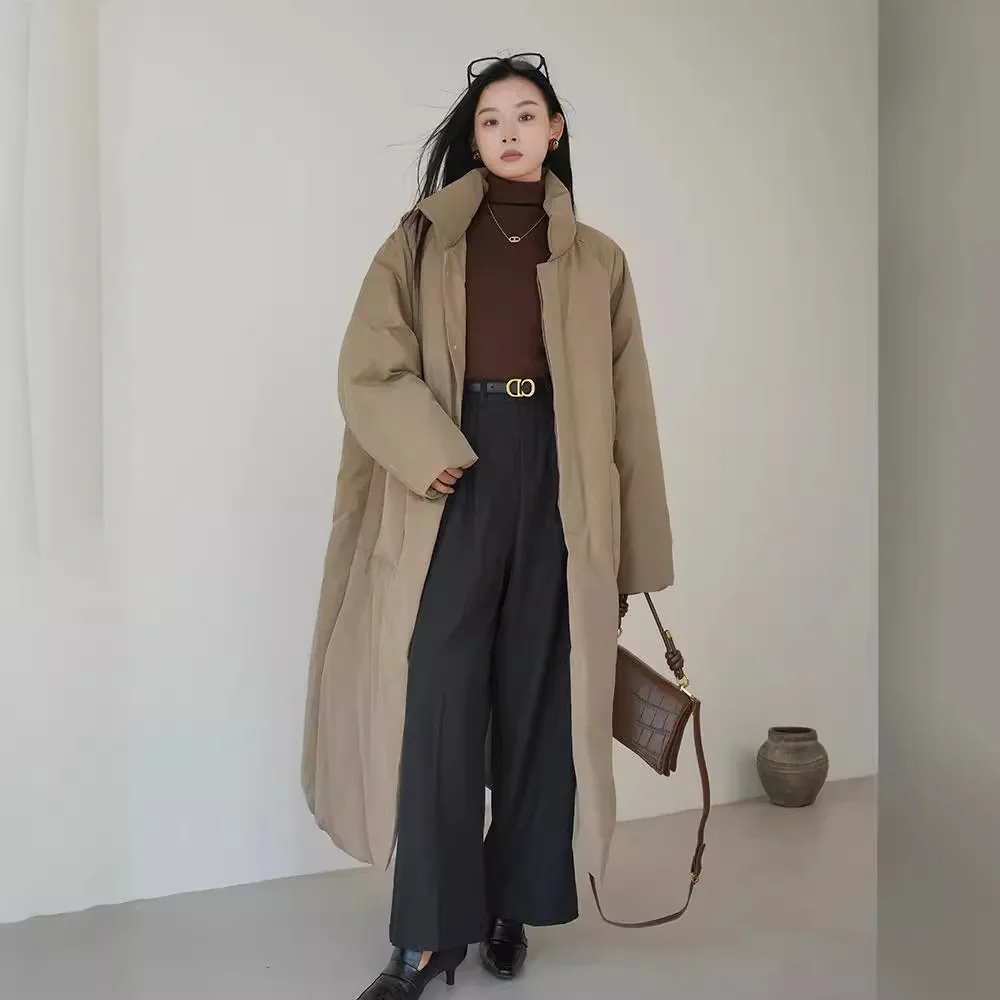 سترات طويلة شتوية للنساء ملابس خارجية مقاومة للرياح سترة دافئة سميكة مبطنة بالقطن معطف بارد واحد الصدر سترة مبطنة #3