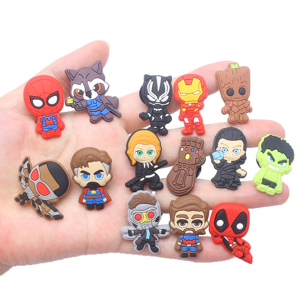 The Avengers  Charms Shoe Decorations PVC Accessories Fit Clog Shoes  Wristbands Party Gifts