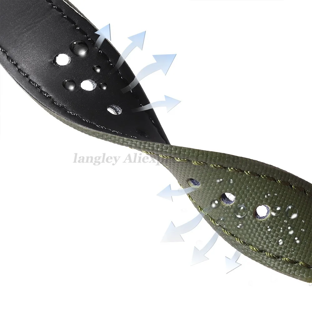 Correa de reloj de cuero y nailon Sailcloth para Omega Blancpain para pulsera de negocios Seiko 22mm 20mm correa de costura con hebilla de mariposa