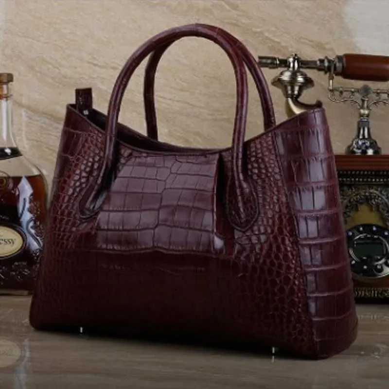 Ourui-Sac à main noir en peau de crocodile pour femme, neuf, paquet 600