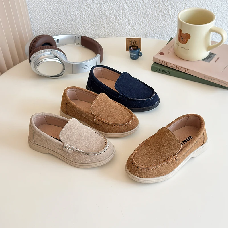 

Spring Summer Kids Shoes Boy Girl Casual Shoes Breathable Brown Rubber Sole Children's Boys Girls Flat Leather Shoes Moccasins